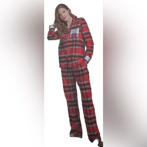 Lands' End Red and Black Plaid Pajama Set